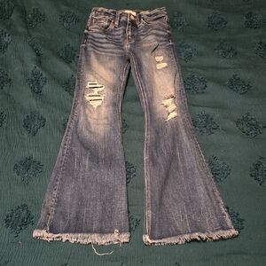 KanCan Vintage Blue Distressed Flare Jeans